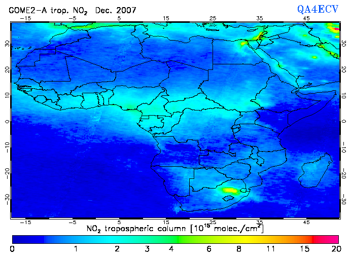 Regional Tropospheric NO2 of December 2007