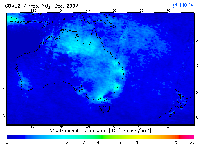 Regional Tropospheric NO2 of December 2007