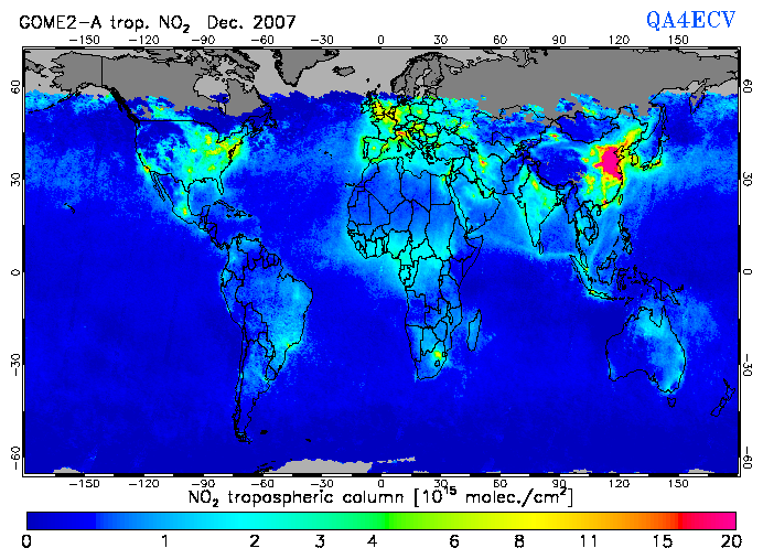 Regional Tropospheric NO2 of December 2007