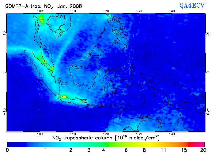 Regional Tropospheric NO2 of January 2008