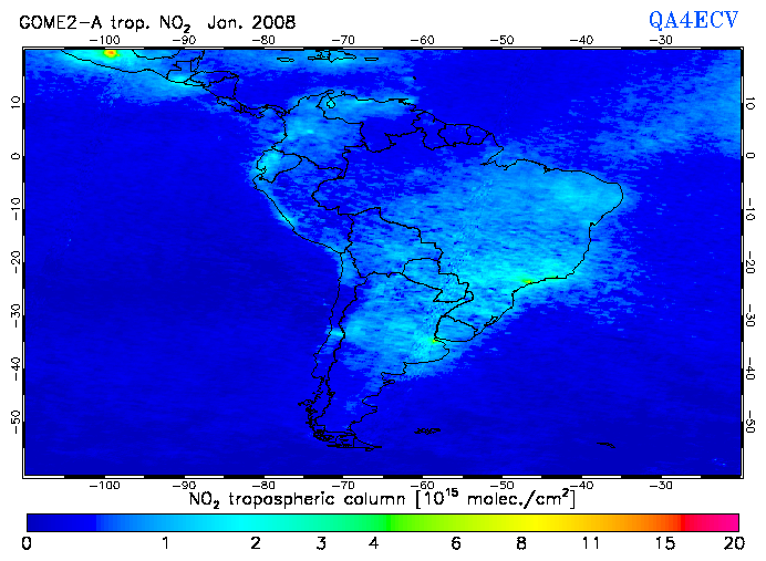 Regional Tropospheric NO2 of January 2008