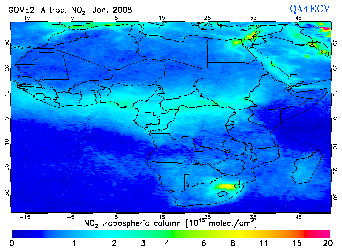 Regional Tropospheric NO2 of January 2008