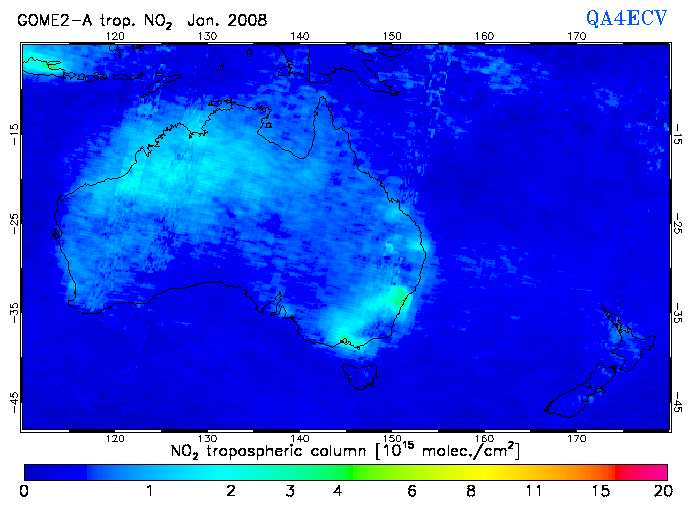 Regional Tropospheric NO2 of January 2008