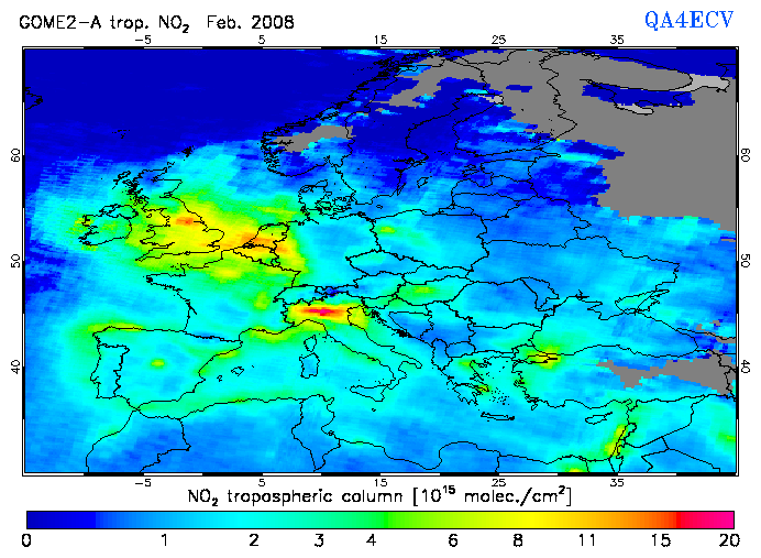 Regional Tropospheric NO2 of February 2008