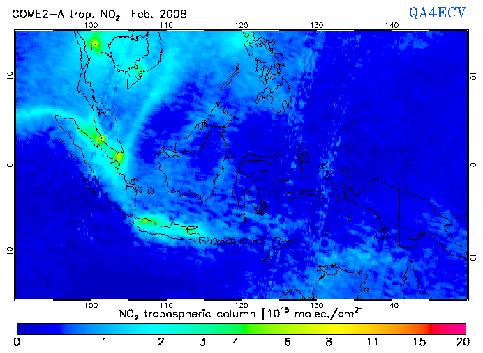 Regional Tropospheric NO2 of February 2008