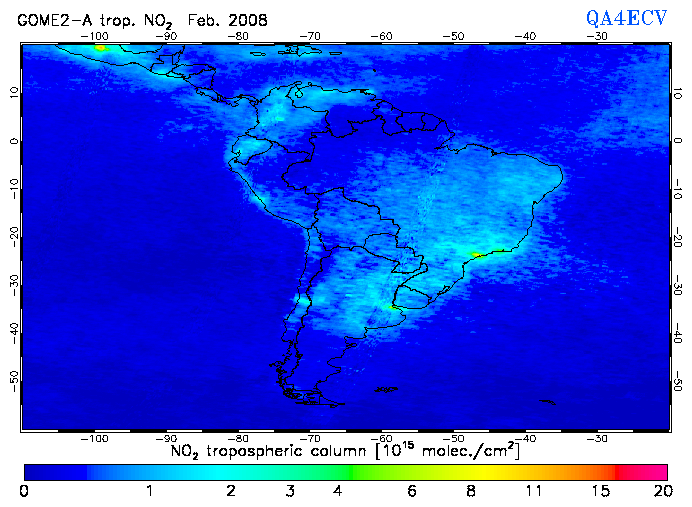 Regional Tropospheric NO2 of February 2008