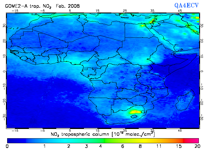 Regional Tropospheric NO2 of February 2008