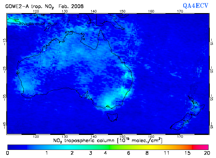Regional Tropospheric NO2 of February 2008