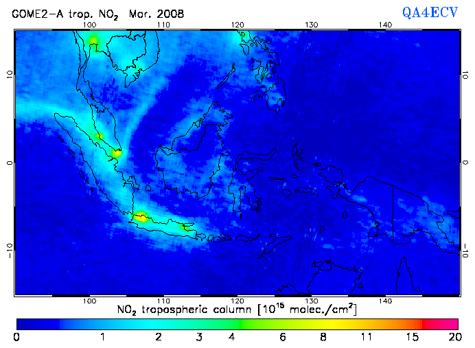 Regional Tropospheric NO2 of March 2008