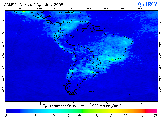 Regional Tropospheric NO2 of March 2008