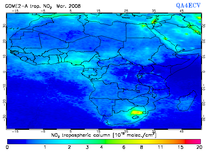 Regional Tropospheric NO2 of March 2008