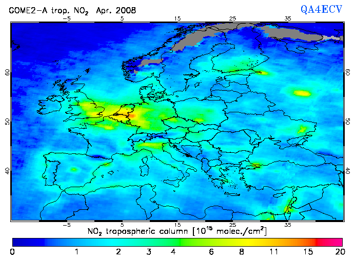 Regional Tropospheric NO2 of April 2008