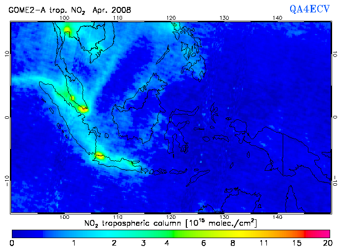 Regional Tropospheric NO2 of April 2008