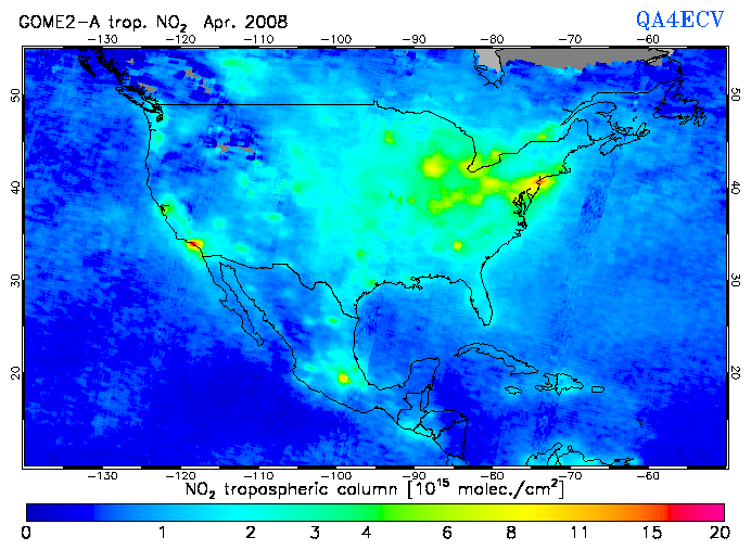 Regional Tropospheric NO2 of April 2008