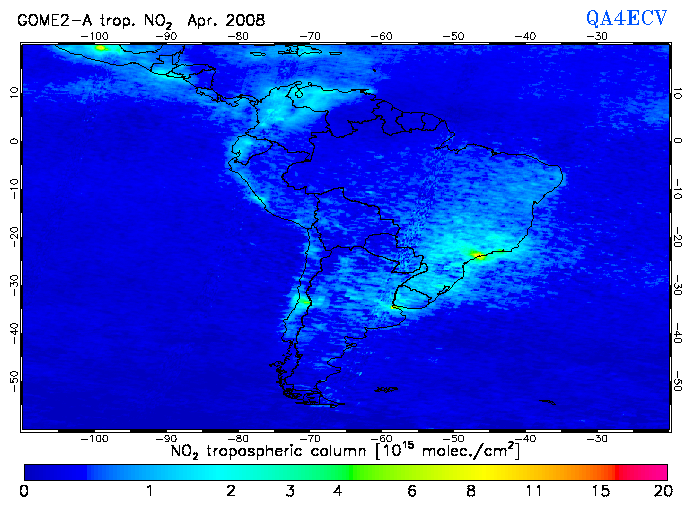 Regional Tropospheric NO2 of April 2008
