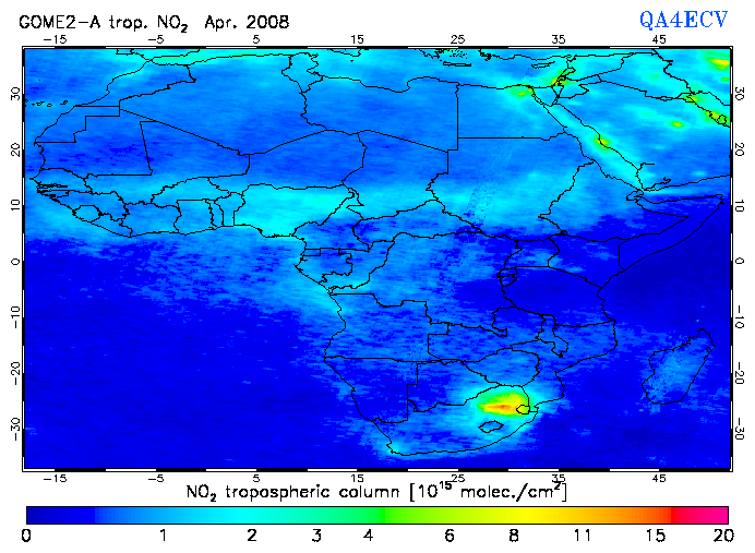 Regional Tropospheric NO2 of April 2008