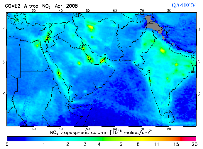 Regional Tropospheric NO2 of April 2008