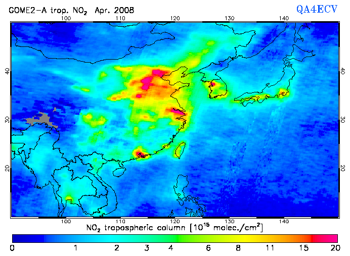 Regional Tropospheric NO2 of April 2008