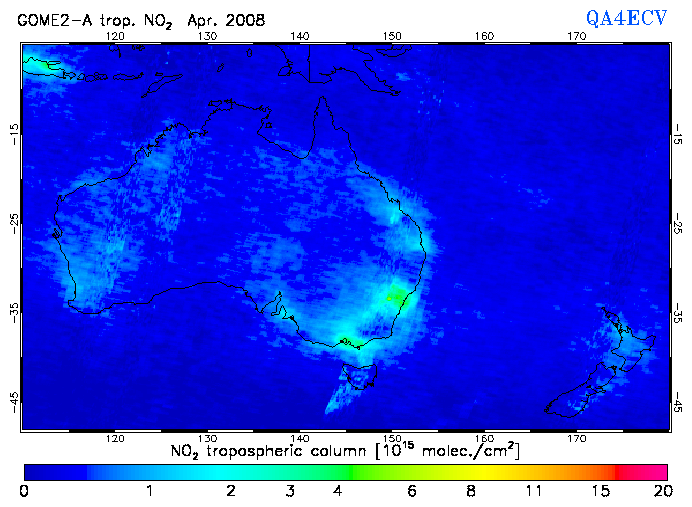 Regional Tropospheric NO2 of April 2008