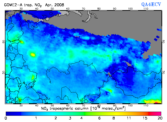 Regional Tropospheric NO2 of April 2008
