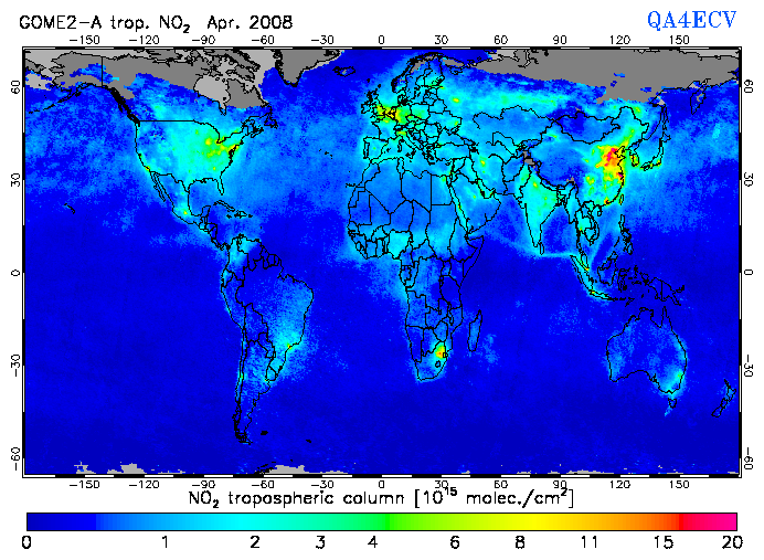 Regional Tropospheric NO2 of April 2008