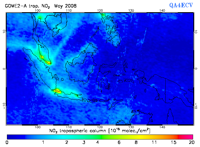 Regional Tropospheric NO2 of May 2008