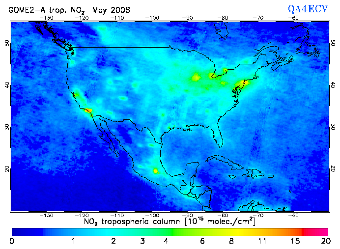 Regional Tropospheric NO2 of May 2008