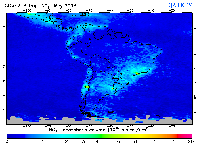 Regional Tropospheric NO2 of May 2008