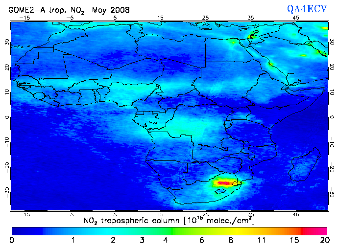 Regional Tropospheric NO2 of May 2008