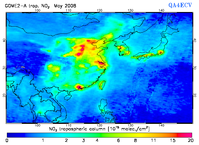 Regional Tropospheric NO2 of May 2008