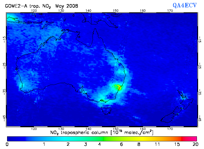 Regional Tropospheric NO2 of May 2008