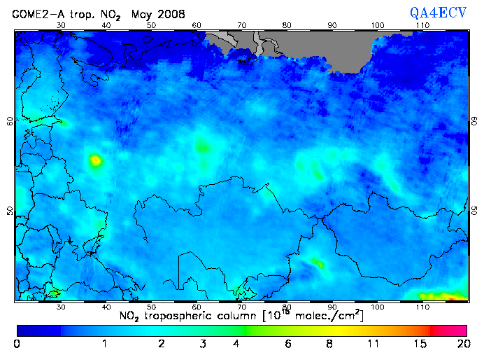 Regional Tropospheric NO2 of May 2008