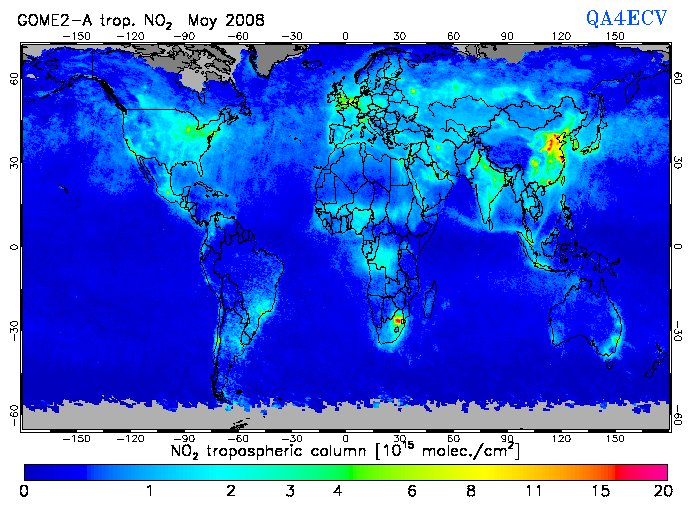 Regional Tropospheric NO2 of May 2008