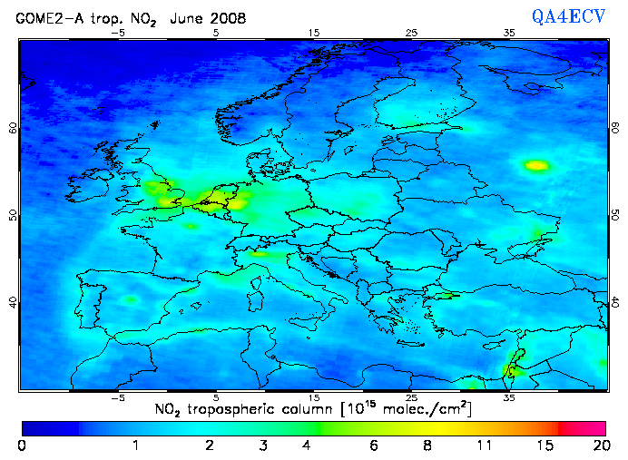 Regional Tropospheric NO2 of June 2008