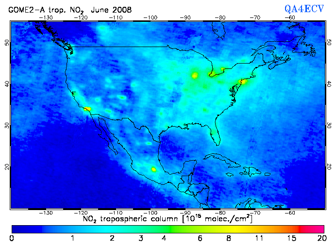 Regional Tropospheric NO2 of June 2008