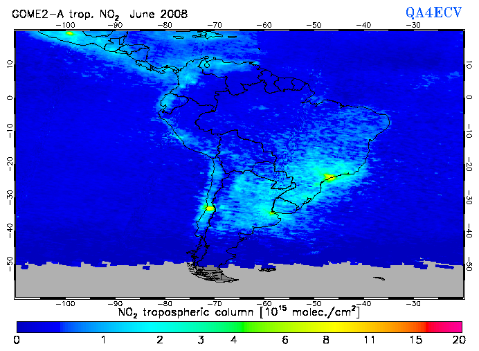Regional Tropospheric NO2 of June 2008