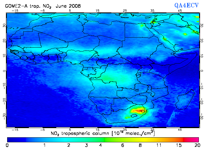 Regional Tropospheric NO2 of June 2008
