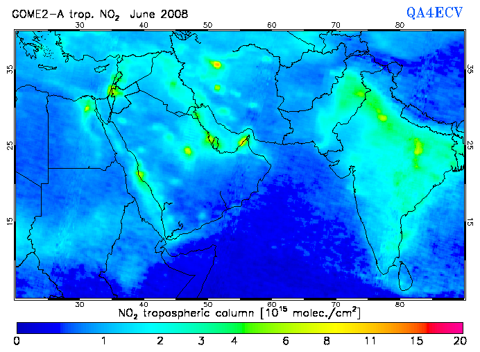 Regional Tropospheric NO2 of June 2008