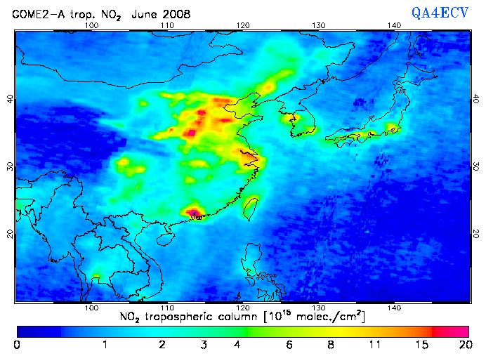 Regional Tropospheric NO2 of June 2008