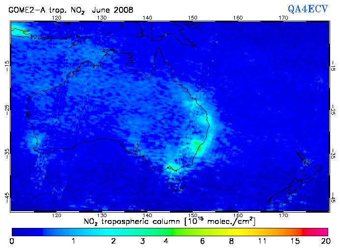 Regional Tropospheric NO2 of June 2008