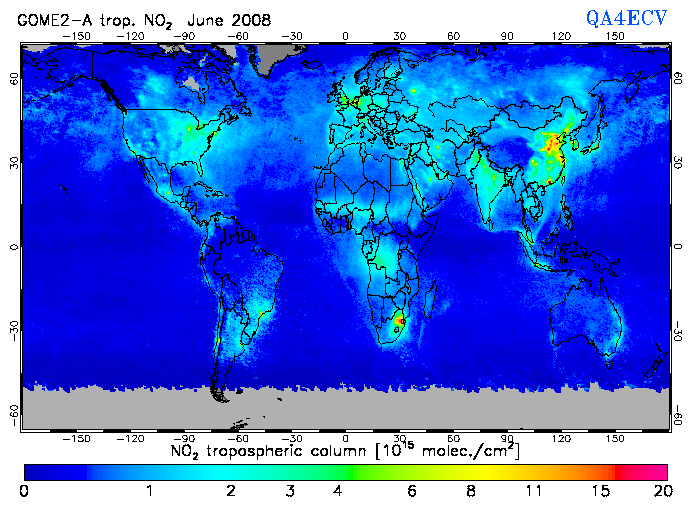 Regional Tropospheric NO2 of June 2008