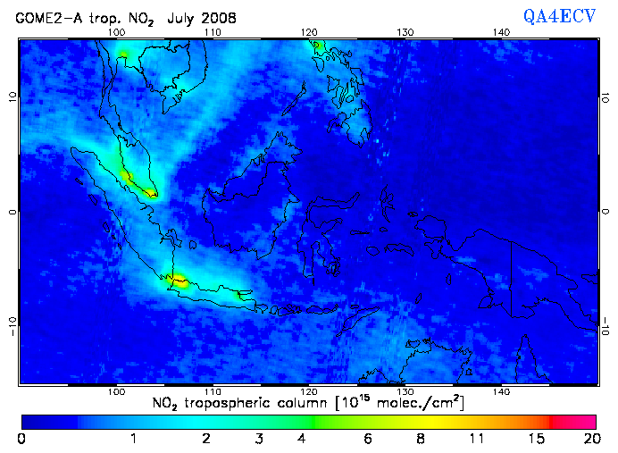Regional Tropospheric NO2 of July 2008