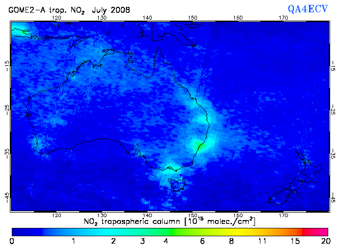 Regional Tropospheric NO2 of July 2008