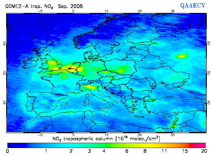 Regional Tropospheric NO2 of September 2008