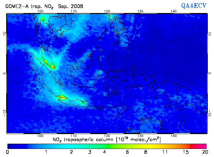 Regional Tropospheric NO2 of September 2008