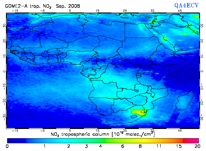Regional Tropospheric NO2 of September 2008