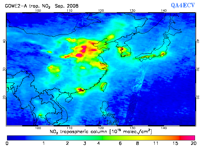 Regional Tropospheric NO2 of September 2008