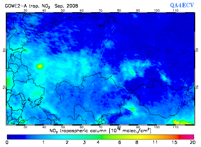 Regional Tropospheric NO2 of September 2008