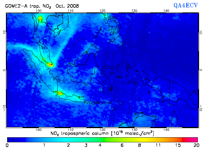 Regional Tropospheric NO2 of October 2008