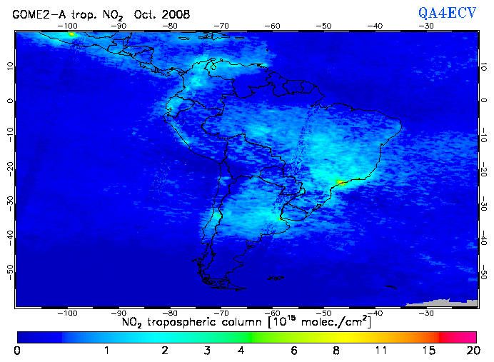 Regional Tropospheric NO2 of October 2008